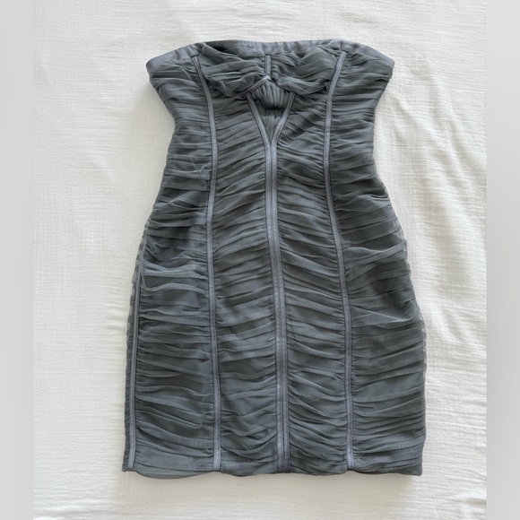 BCBGMaxAzria Dresses & Skirts - BCBGMAXAZRIA gray tulle mini bodycon corset dress